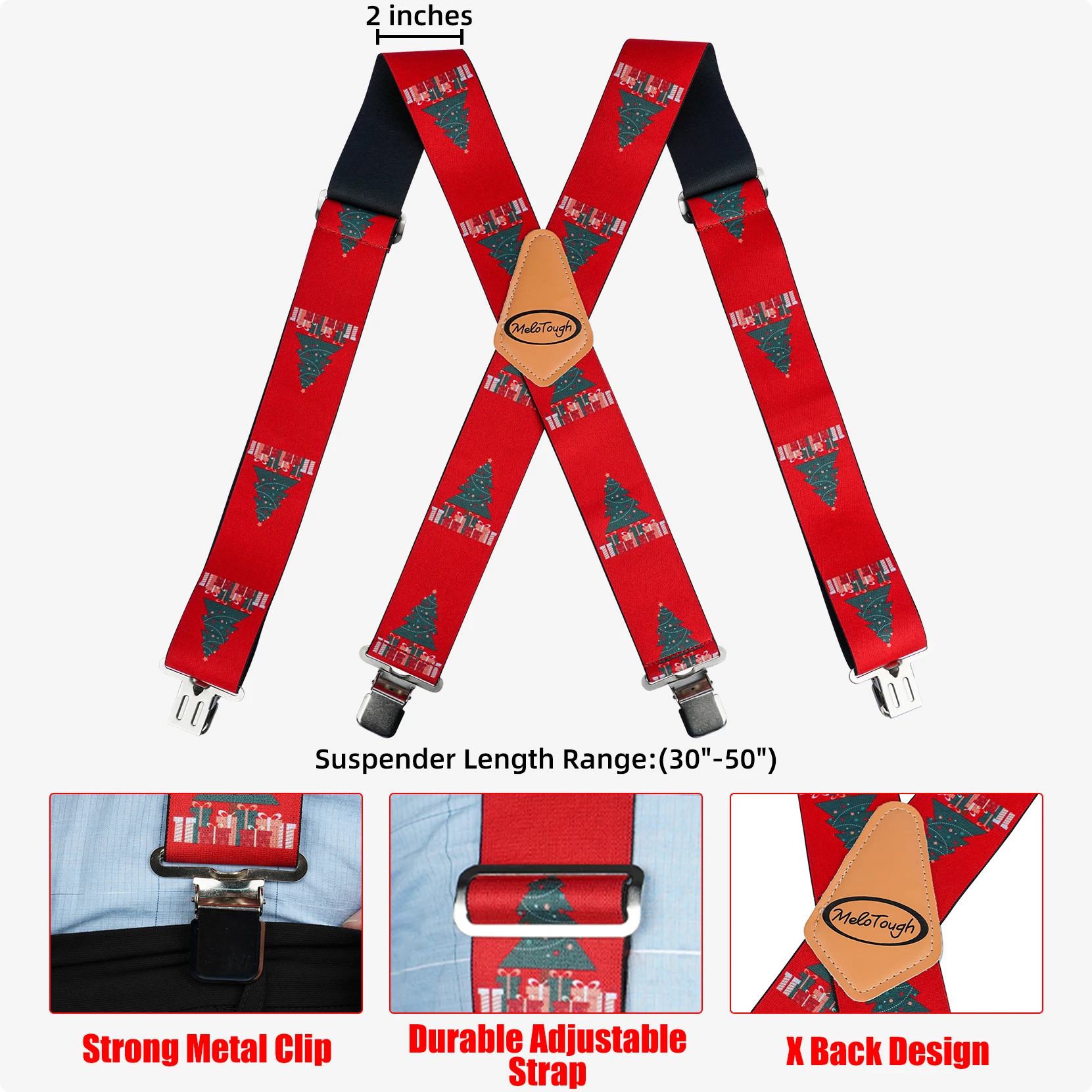 MELOTOUGH suspender Pria dengan klip kawat gigi tugas berat untuk pria suspender kerja besar dan tinggi hadiah Natal untuk pria