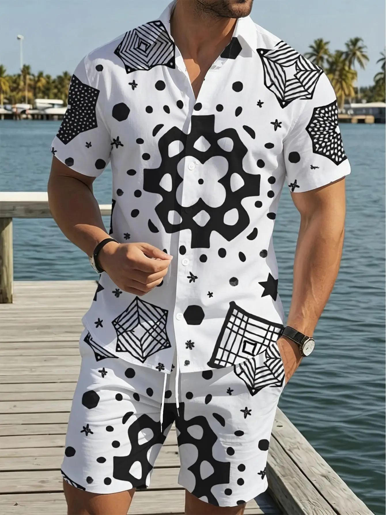 Men's Shirt Sets 2026 Spring/Summer drip clothing 2 piece set sports two-piece sweat suit Graphic outfits two piece 3D Printed