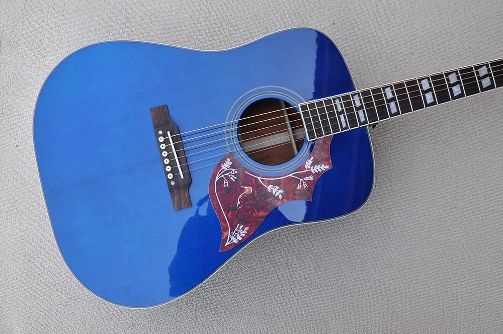 Flyoung Blue 41 Inch Acoustic Guitar Top Solid Hummingbird Classical Guitar Stringed Instruments