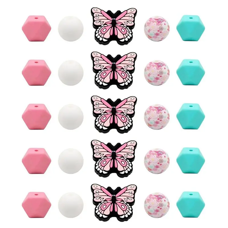 

Силиконовые бусины-бабочки для изготовления брелоков, круглые силиконовые бусины для изготовления украшений, поделок своими руками, простая установка