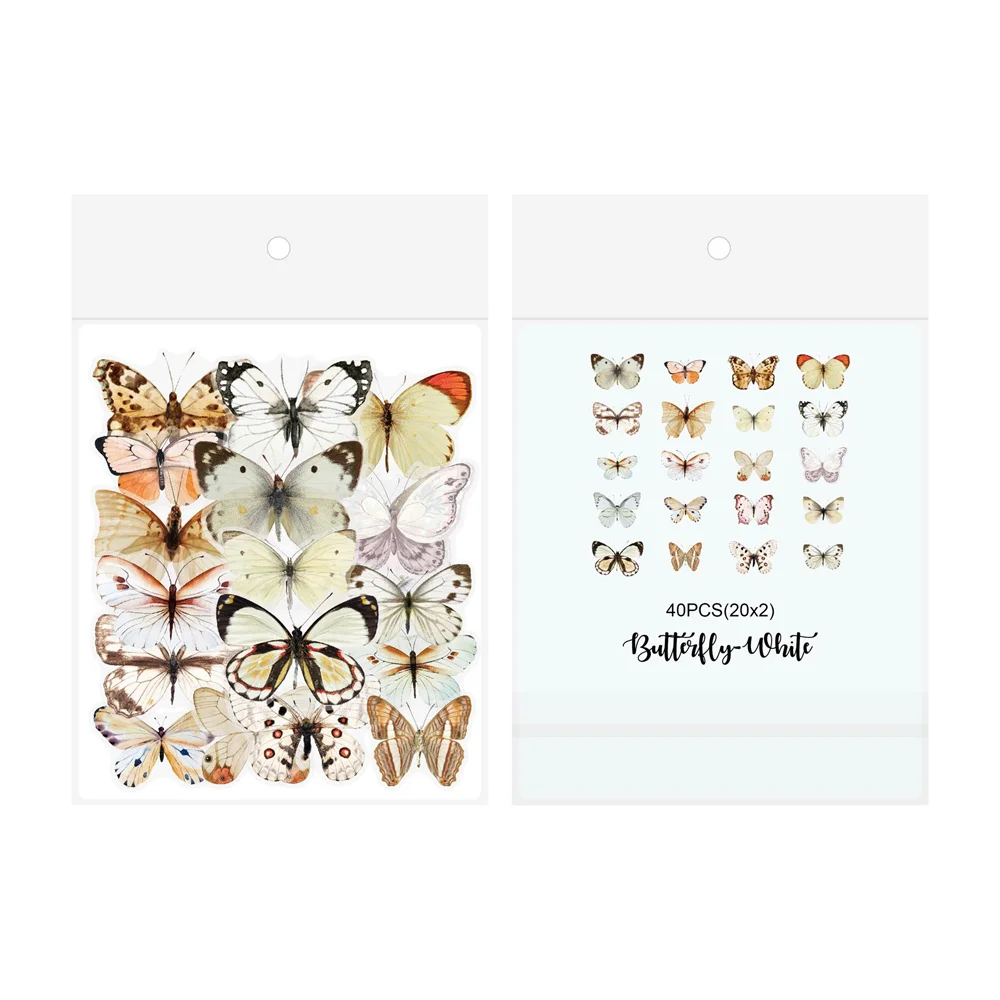 40pcs Cute Colorful Butterfly Stickers For Laptop Stationery Sketchbook Sticker Aesthetic Craft Supplies Scrapbooking Material