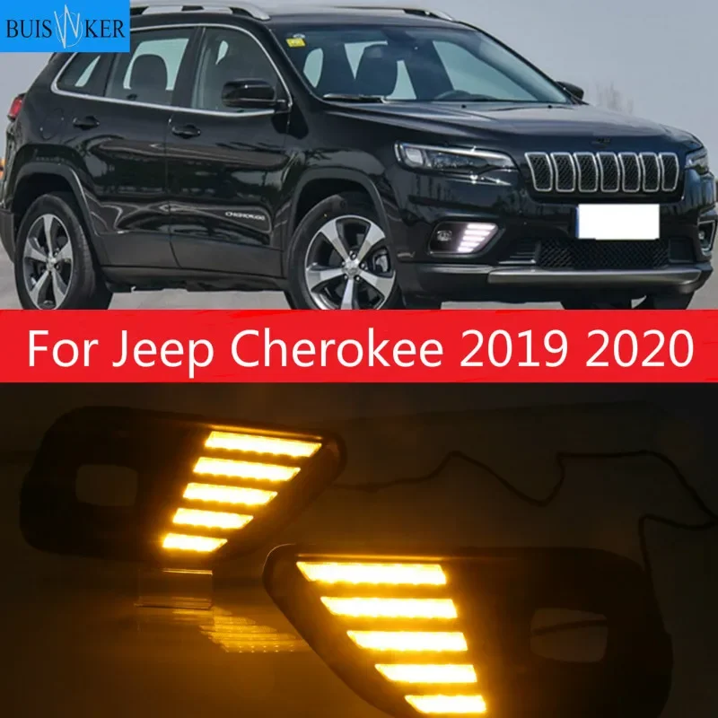 

Светодиодные дневные ходосветильник 2 шт. для Jeep Cherokee 2019 2020, автомобильные аксессуары, водонепроницаемые ABS 12 В DRL, противотуманные фары, украшение