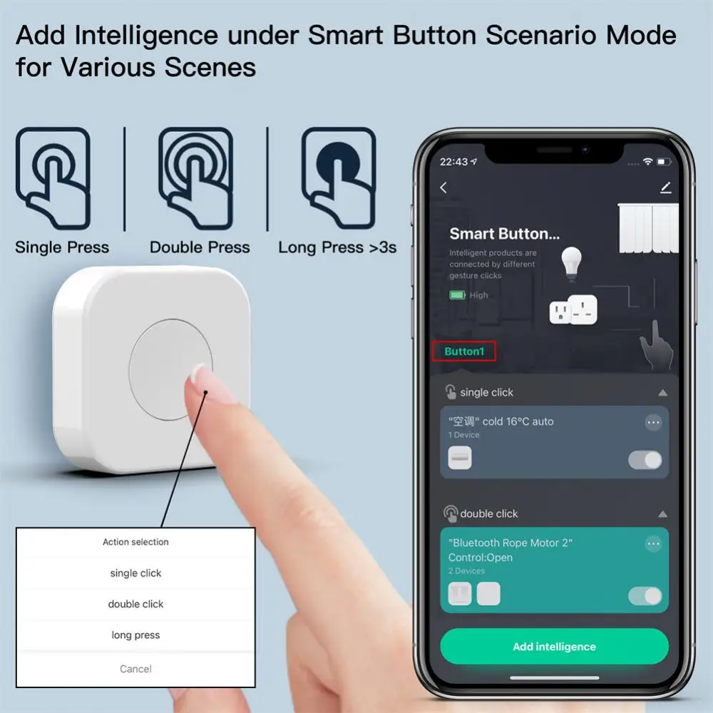 Tuya Wireless Mini Switch Zigbee Smart Scene Switch One Key Control Button Smart Remote Control Home Automation