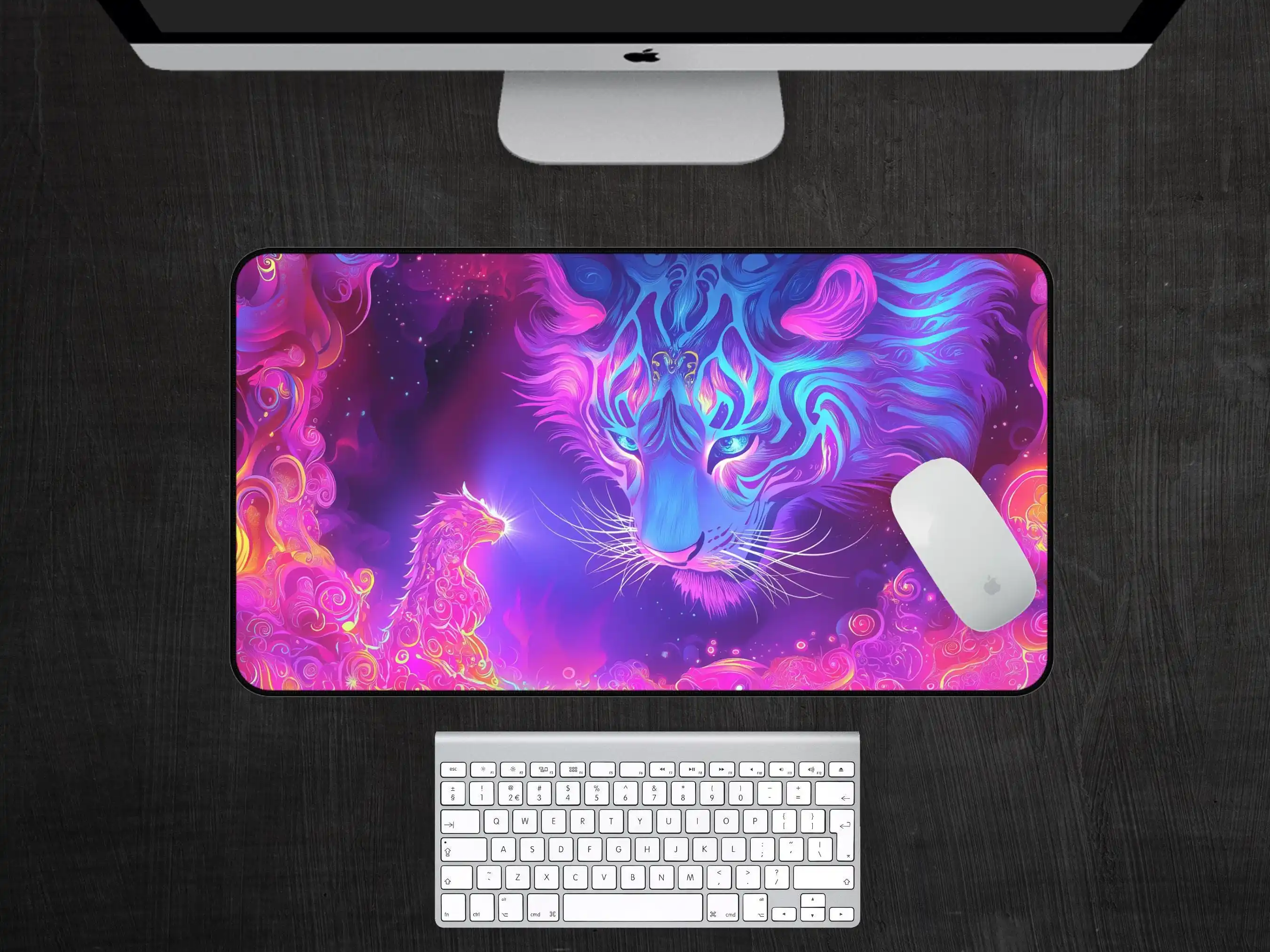 Spiritual Tiger Desk Mat, Purple Mouse Pad, Tiger Spirit Deskmat,office Gaming Desk Decorative Mat,the Perfect Gift for Friends.