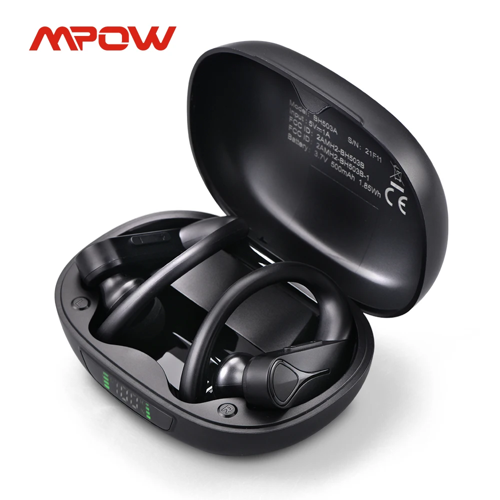 Mpow Flame Solo Wireless Earbuds Sports Bluetooth Earphones Ear Hook design with Mic 28Hrs Playtime IPX7 Waterproof for Running