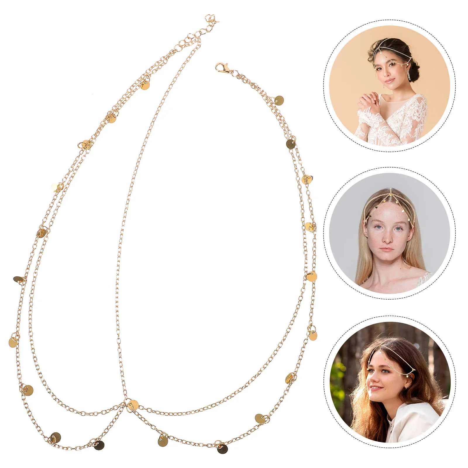

Bohemian Vintage Hair Chain Headband Bridal Wedding Headpiece Zinc Alloy Elegant Forehead Jewelry Women Head Jewelry for Women