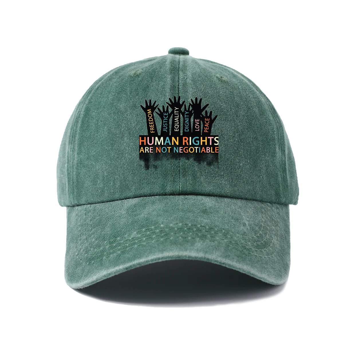 Human Rights Quote Graphic Baseball Cap, Vintage Washed Adjustable Unisex Dad Hat, Streetwear Gift