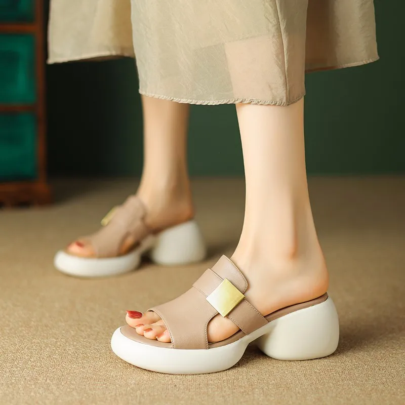 Slippers Women Casual  Open Toe Breathable Outdoor Beach Platform Sandals Plus Size Solid Color Wedges Shoes Sandalias 2024