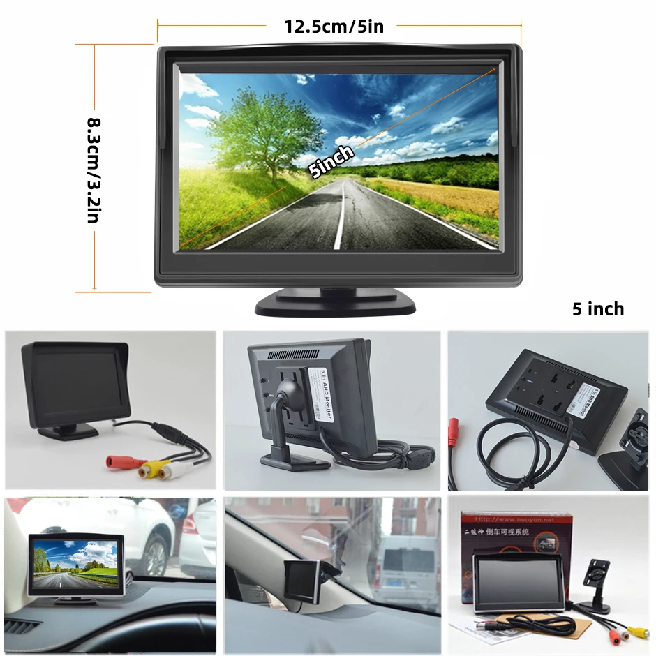 5 in Screen AHD/CVBS IPS Car Monitor LCD HD Display For Vehicle 1080P/720P Backup Reverse Camera CCTV Home Security Surveillance