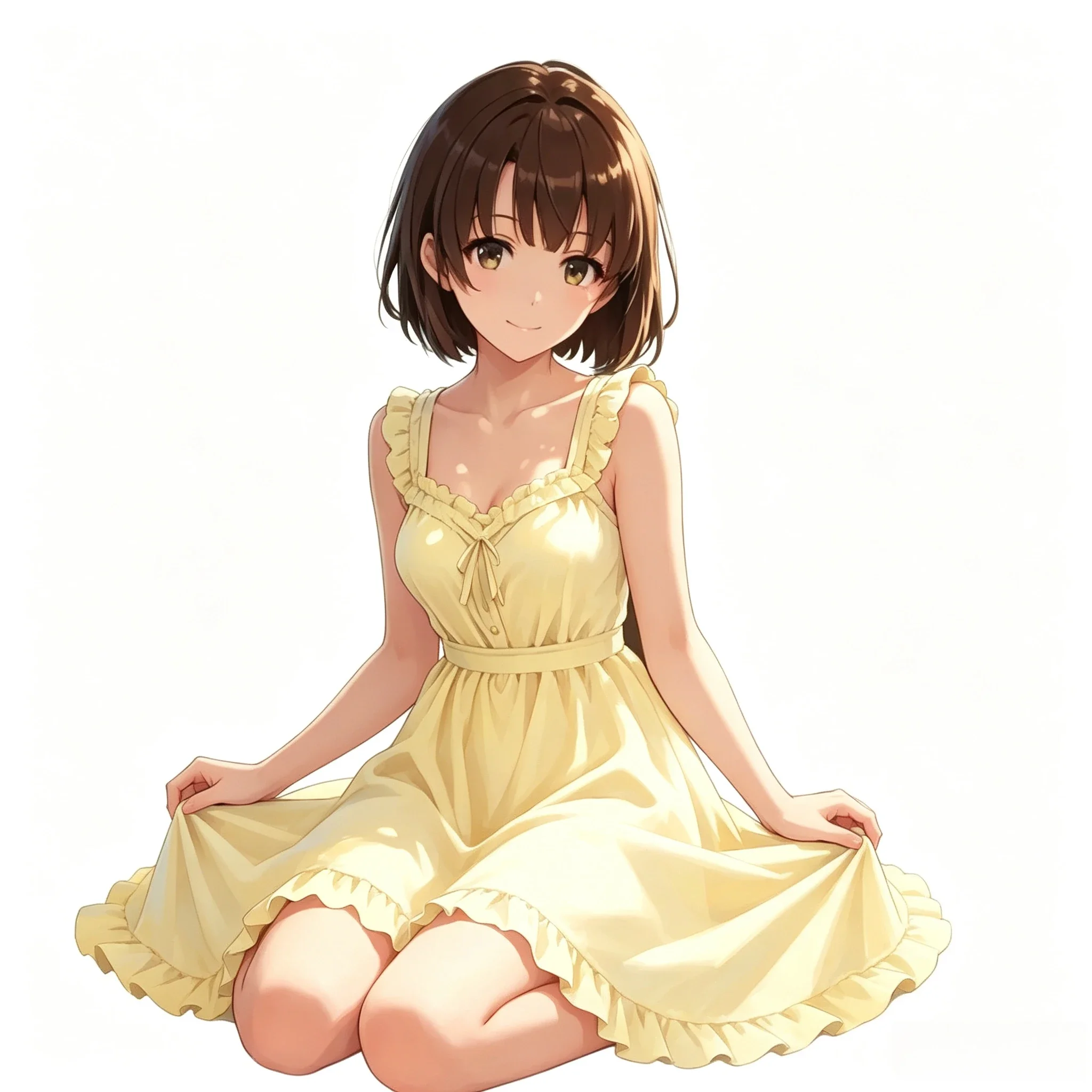 Gentle Short Brown Hair Anime Girl Vinyl Sticker Weatherproof Decal for Car Motorcycle Window Laptop Decor