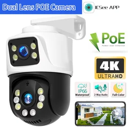 Dual Lens POE IP Camera WIFI 8MP Dual Screens ICSEE Smart Wired HD Video Security CCTV Cameras Home IPTV Outdoor Waterproof WiFI