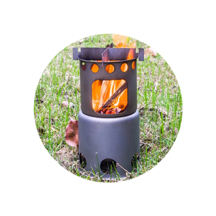 Online Outdoor High-end Camping Tent Wooden Backpack Titanium Wood Stove