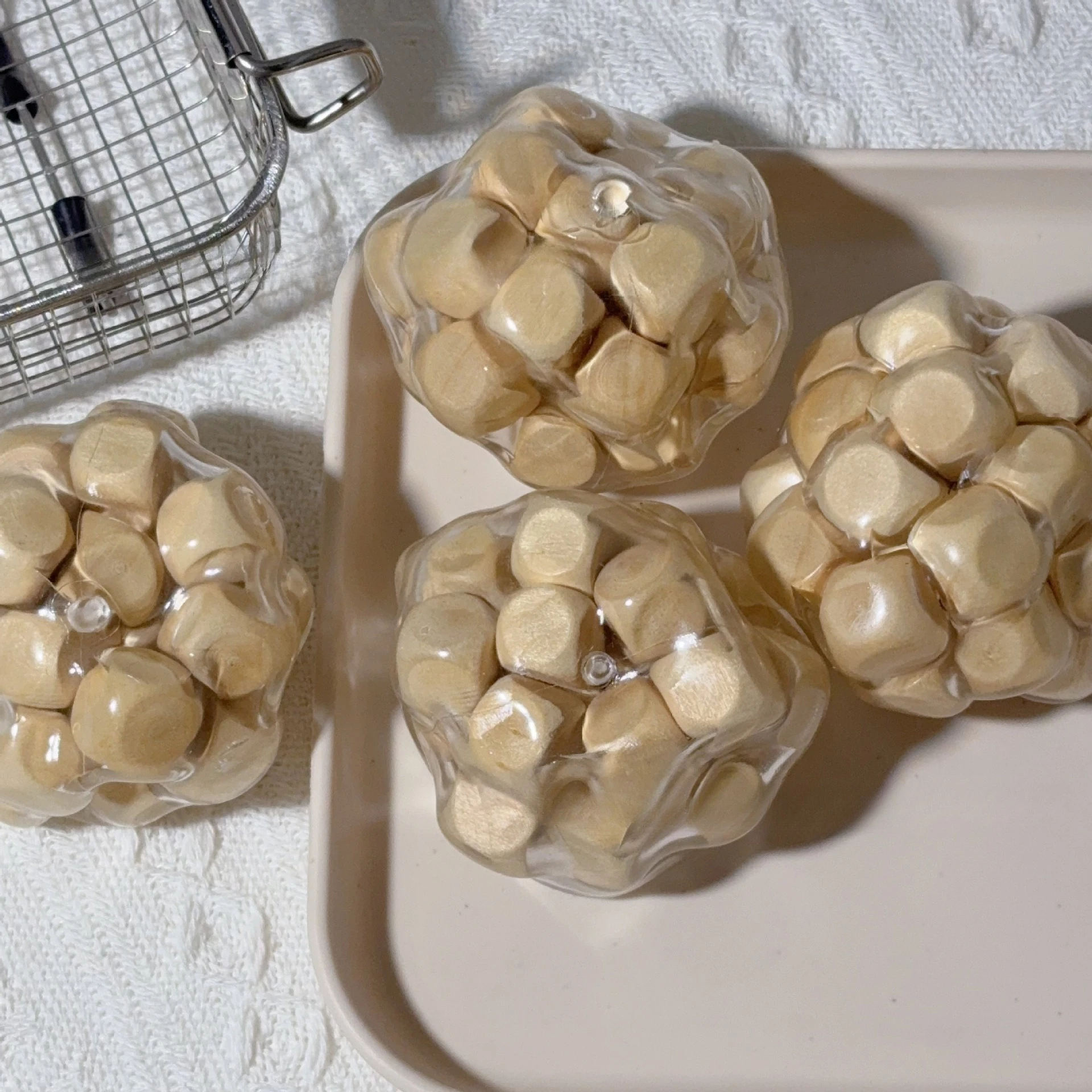 Squishy WOOD Stress Handmade Ball Sensory Toys for Adults Kids, Anxiety Relief Fidget Toys, Squeeze Balls for ADHD Autism Focus