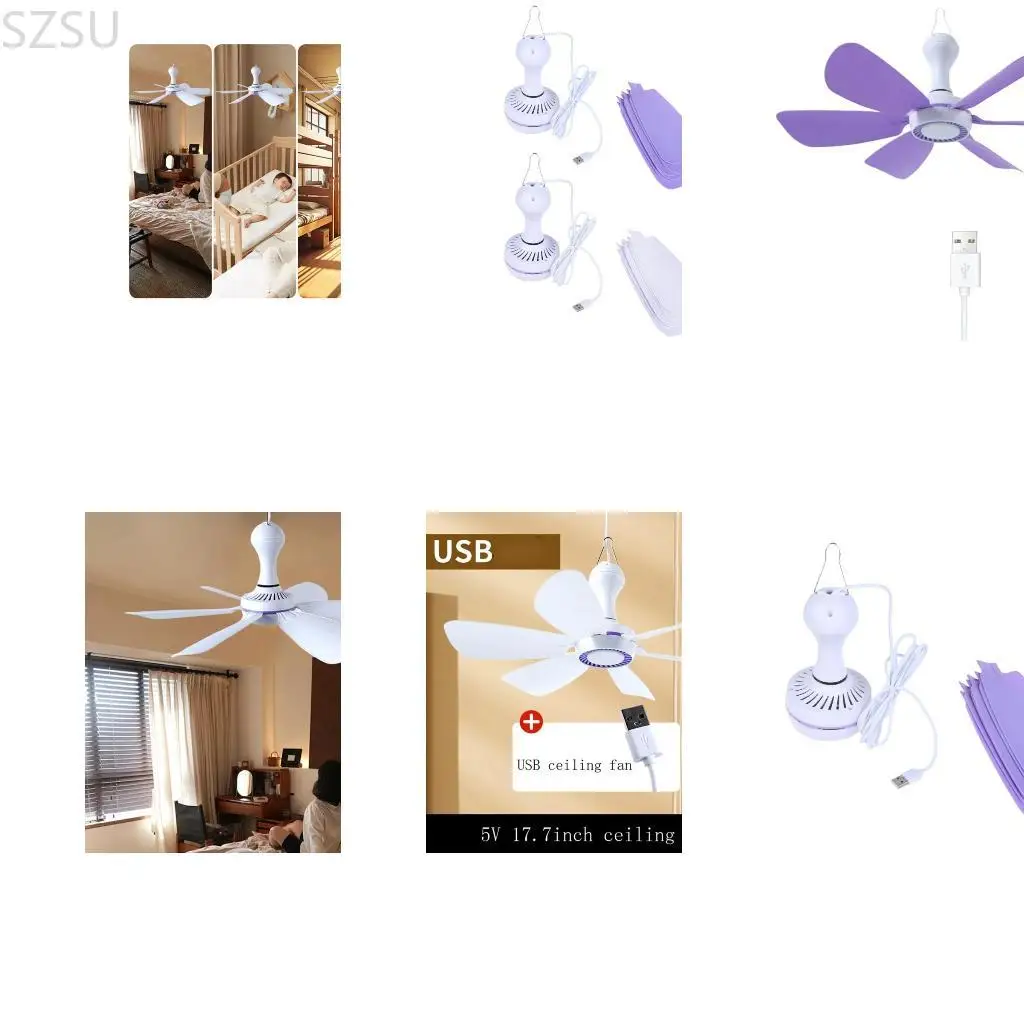 SZSU Quiet USB Hanging Fan DC5V1A 17.7in for Hot Weather Relief in Bedrooms and Camping Tents Gentle Blowing 5W Low Power
