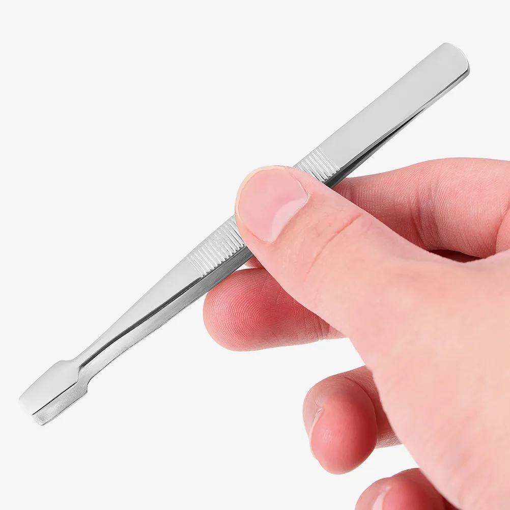 4Pcs Stainless Steel Eyebrow Tweezer Flat Tip Stamp Sorting Tweezers Precision Jewelry Craft Beads Hobby Tools