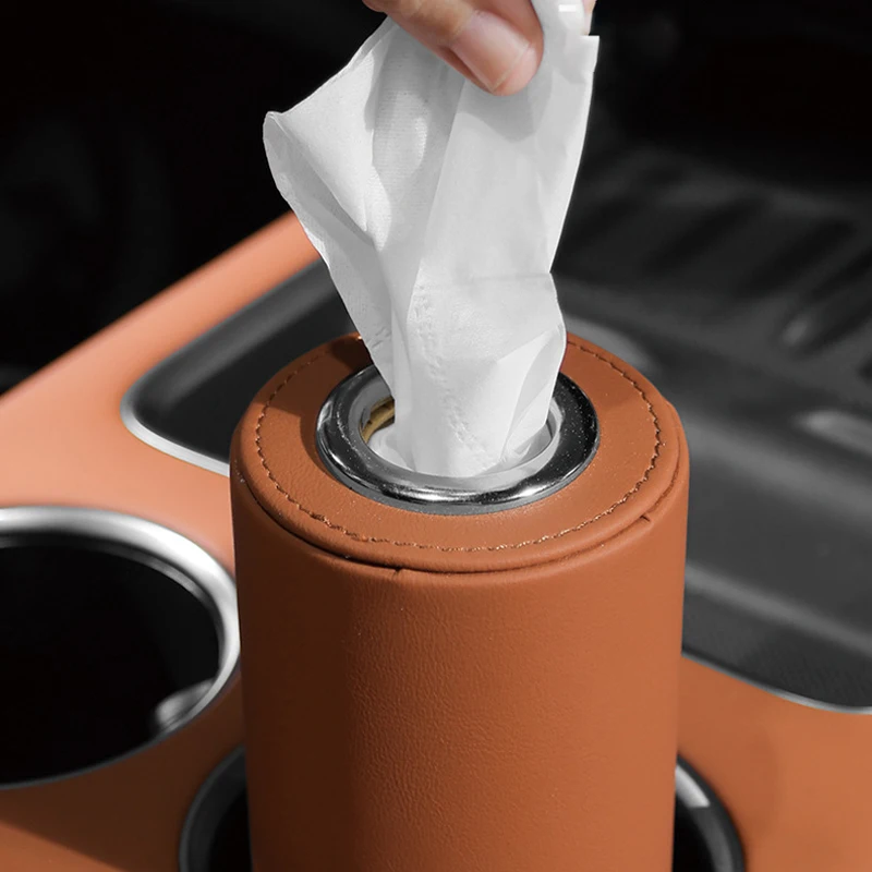 

1Pc Portable Leather Car Tissue Holder Universal Round Cylinder Napkin Box for Car Door Cup Holder Suitable for Toyota Honda