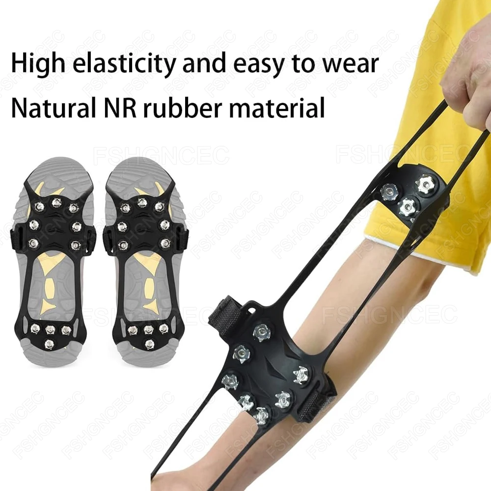 11 dentes Ice Gripper Spike para sapatos Anti-Slip Cover para sapatos inverno Outdoor Hiking Mountain Climbing Crampons para neve e gelo