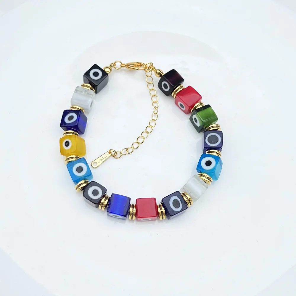 Turkish Lucky Evil Eye Bracelets Blue Evil Eye Bead Bracelet Men Women Handmade Lucky Jewelry Charm Bracelet Female Birthday Par