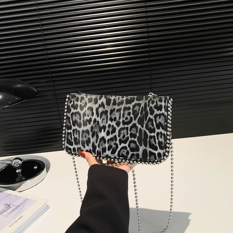 Bolsas de couro leopardo para mulheres, bolsas de luxo para senhoras, bolsa de pulso feminina bolsas de festa, novo designer, Sac A Main, 2024