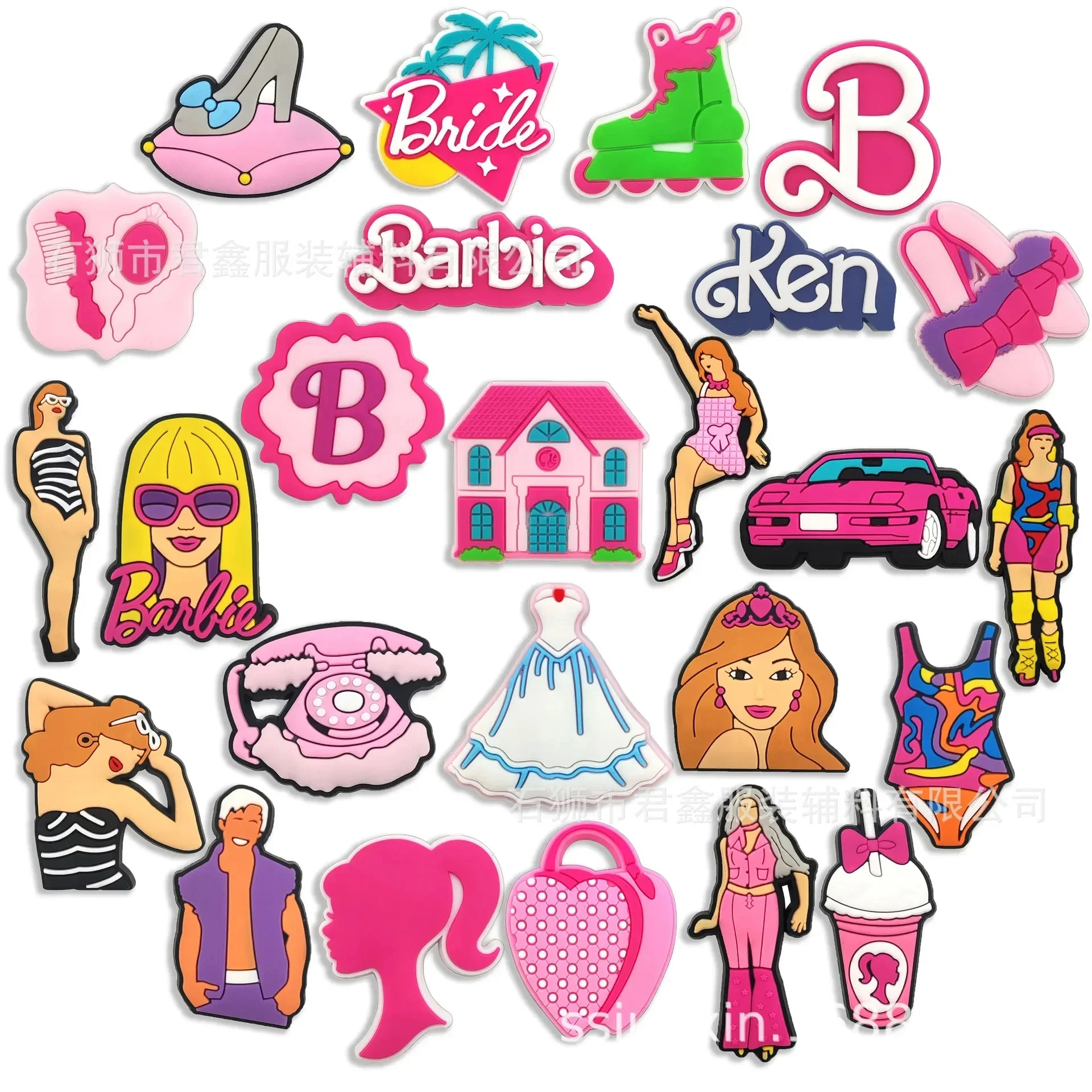 

Kawaii Barbies PVC Soft Castle Shoe Buckle Adhesive Decorative Buckles Fit Hole Shoes Charms Decorations Cartoon Accessories