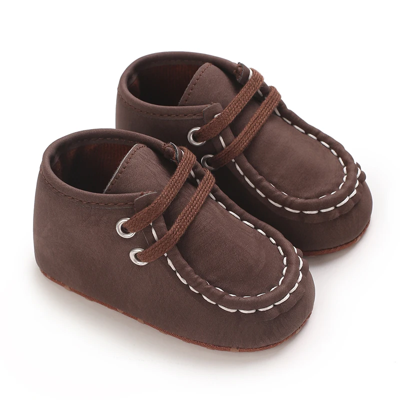 Autumn And Winter New Baby Shoes Walking Shoes Baby Shoes Soft Sole Retro British Style Mid Top Warm Shoes Lace Up