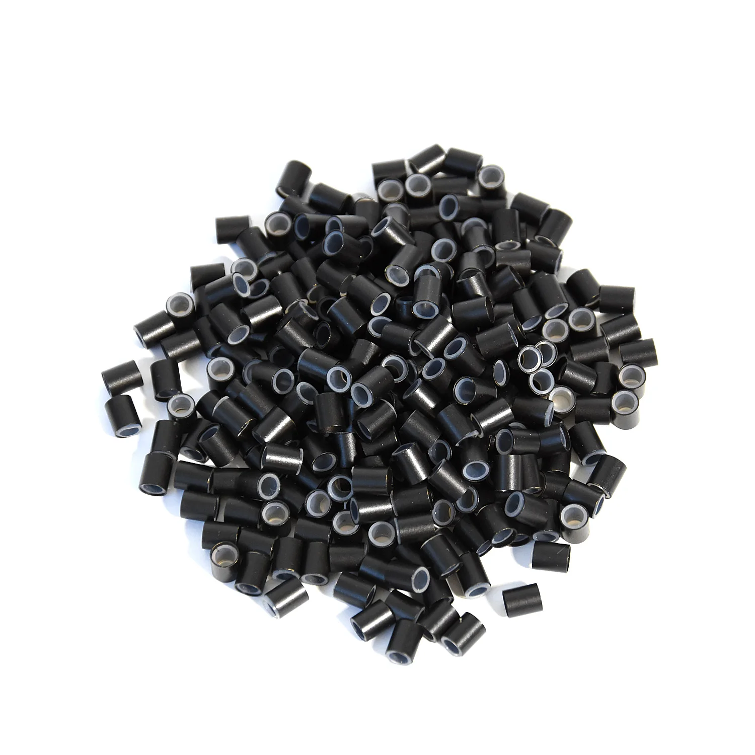 500 Pcs /Bag 5.0mmX6.0mm Lined Silicone Copper Tubes Hair Extendions Loop Rings Hair Beads for Human Hair Extensions Braids