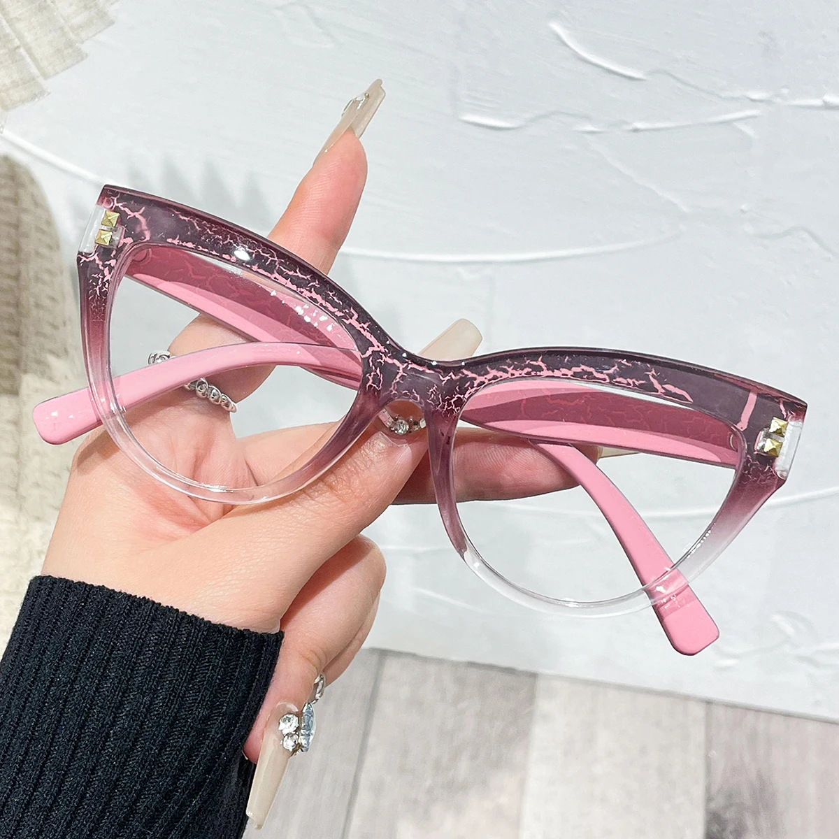 Fashionable Fashionable New Style Women's Plain Glasses with Crackle Design, Niche Design for Everyday Wear, Suitable for Reading Online - Aliexpress Deal
