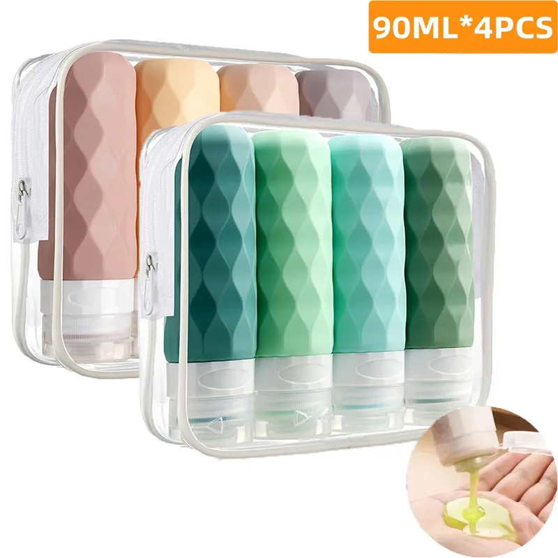 

Силиконовые дорожные бутылки, портативный герметичный контейнер для лосьона, туалетных принадлежностей, кондиционера, косметического дозатора, набор для ванной комнаты