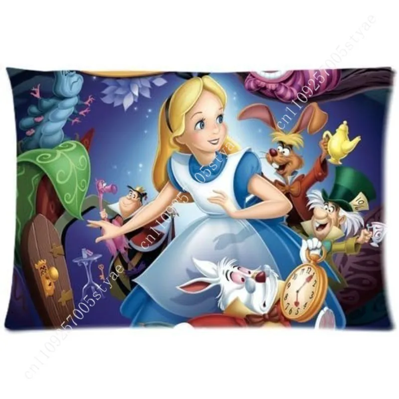 Funda de almohada Alices In, funda de almohada de dibujos animados de Disney, decoración suave para sofá cama, fiesta de vacaciones para niños, regalos para niños y niñas, funda de almohada personalizada