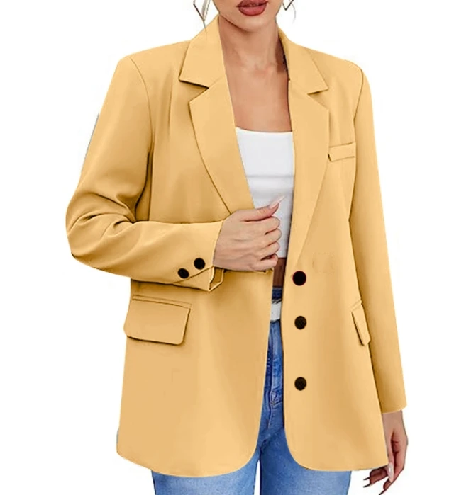 

Women's Commuter Coat 2024 Autumn Winter Latest Simple Long Sleeve Solid Color Single Breasted Suit Coat Cardigan Open Front