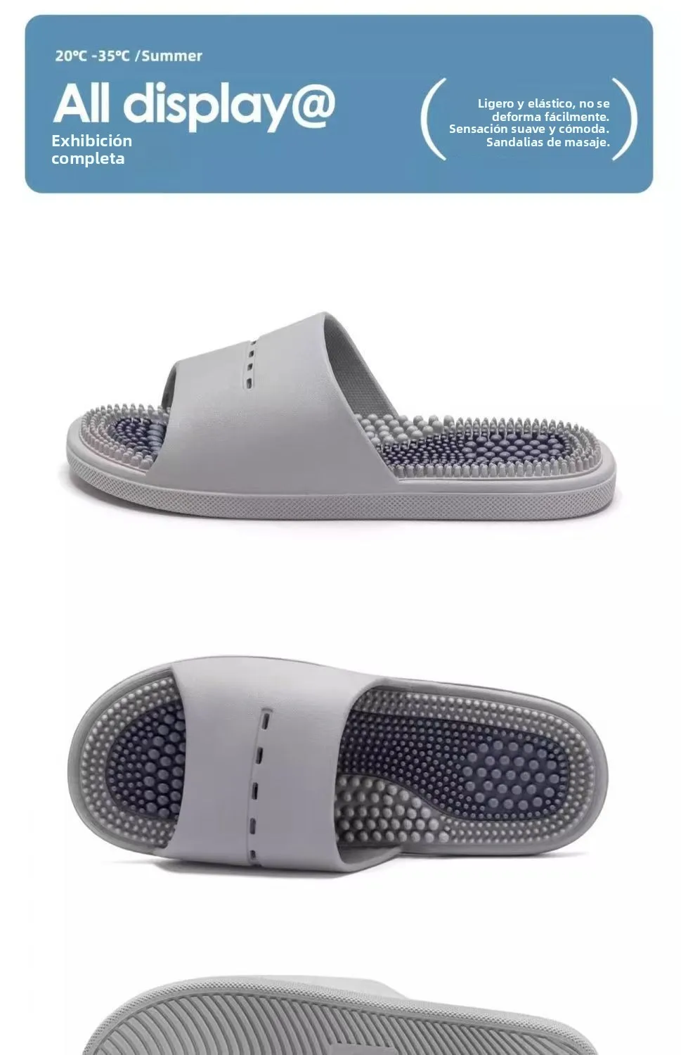 Pantuflas de Masaje para Hombre, Antideslizantes, para Interiores, Baño, Estilo Simple, Material de PVC, Cómodas, para Verano