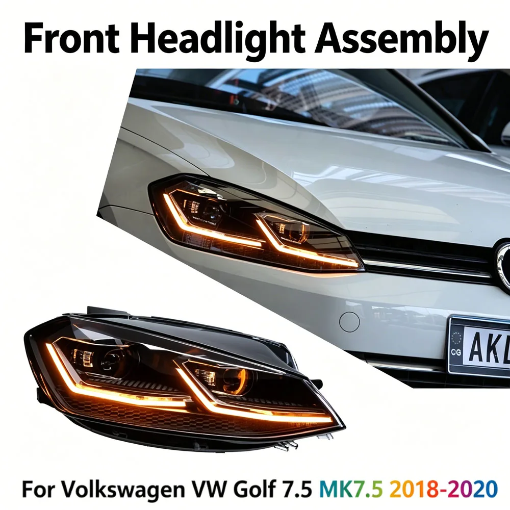 Front Headlight Assembly Plug Play for Volkswagen VW Golf 7.5 MK7.5 2018-2020 Car Running Light Dynamic Auto Accessories Tuning