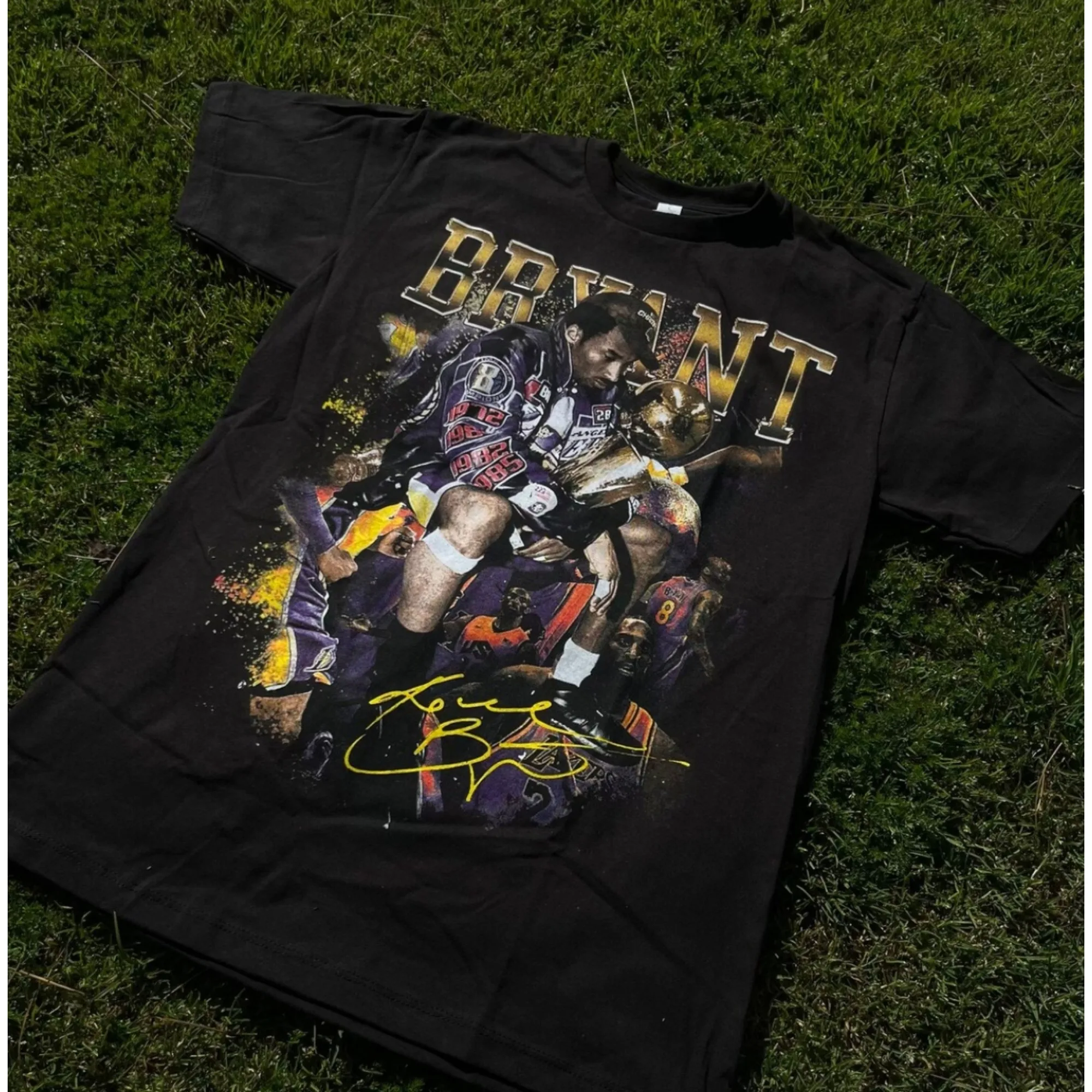 Мужская Летняя Спортивная Футболка С Принтом Коби Брайанта И Трофеем Чемпионата, Пуловер С Круглым Вырезом Мужская Летняя Спортивная Футболка С Принтом Коби Брайанта И Трофеем Чемпионата, Пуловер С Круглым Вырезом