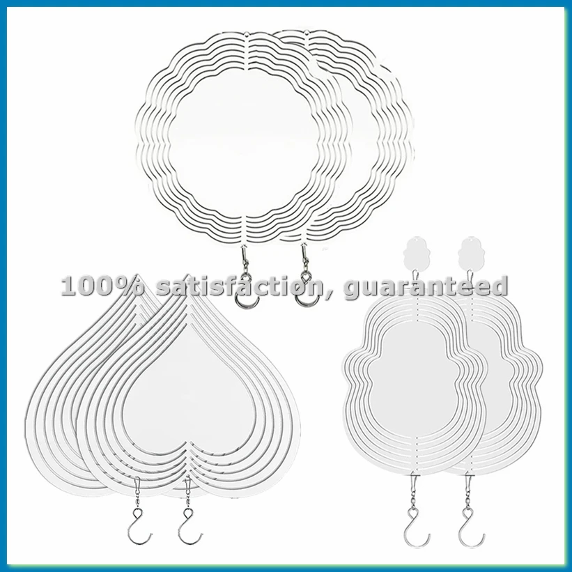 6Pack 10 Inch Sublimation Wind Spinner Blanks, 3D Wind Spinners Hanging Sublimation Double Sided Wind Spinner for Garden-AT35
