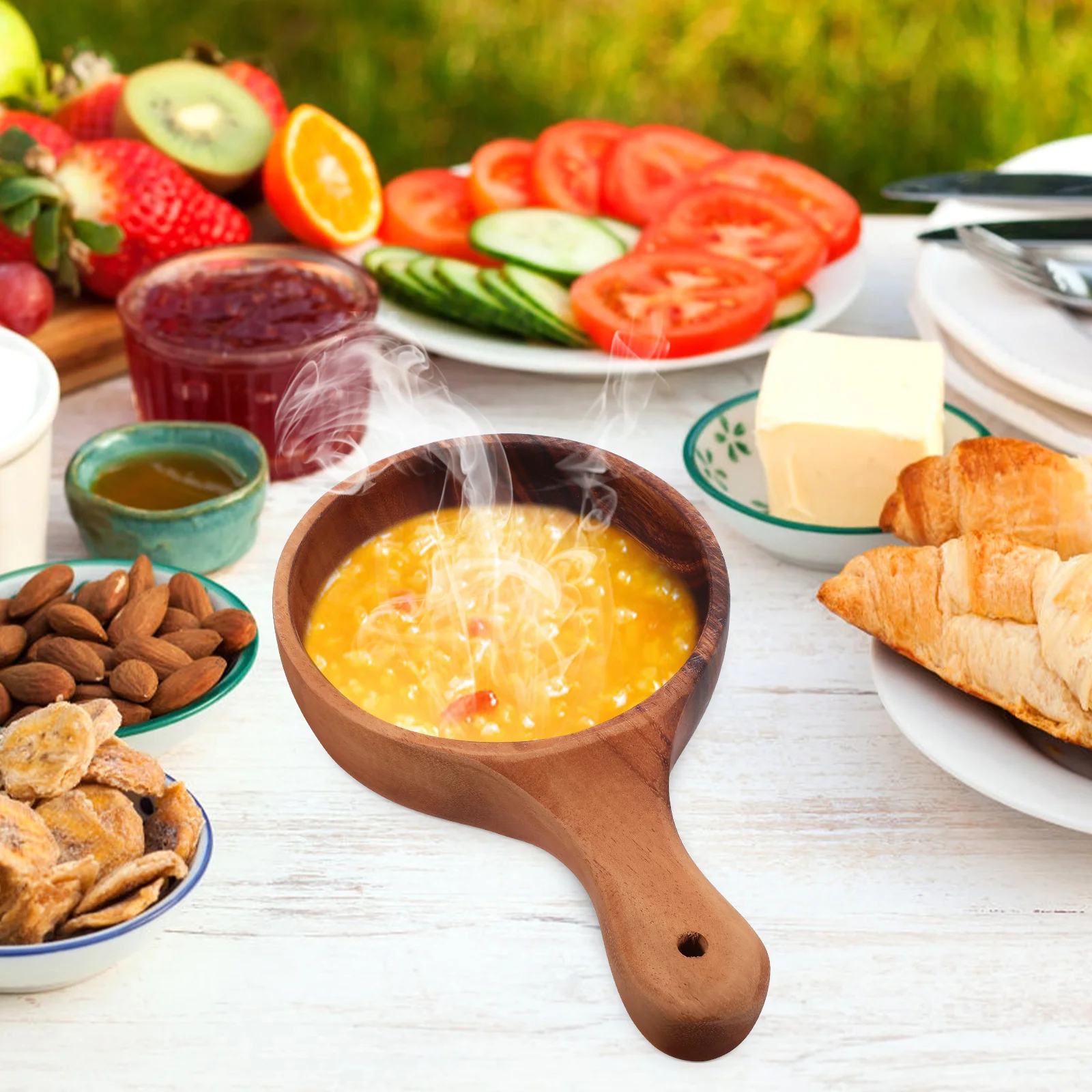 

Wooden Instant Bowls Small Fruit Containers Baby Pasta Rice Bowl Kitchen Gadgets Wood Handle Salad Mixing Porridge