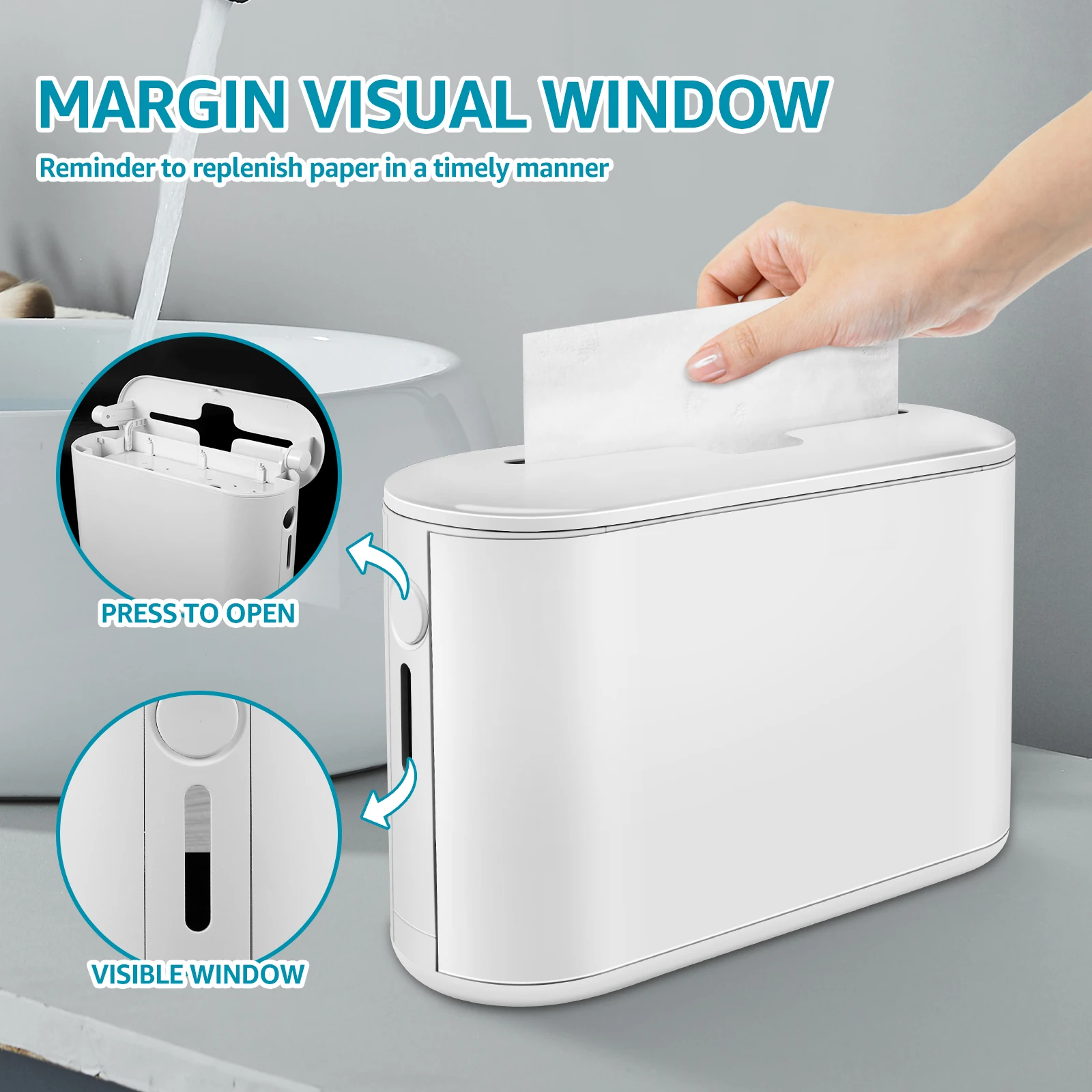 Countertop Paper Towel Dispenser Non-Slip Bottom Napkin Dispenser with Visible Window Portable Tissue Storage Box for Restaurant