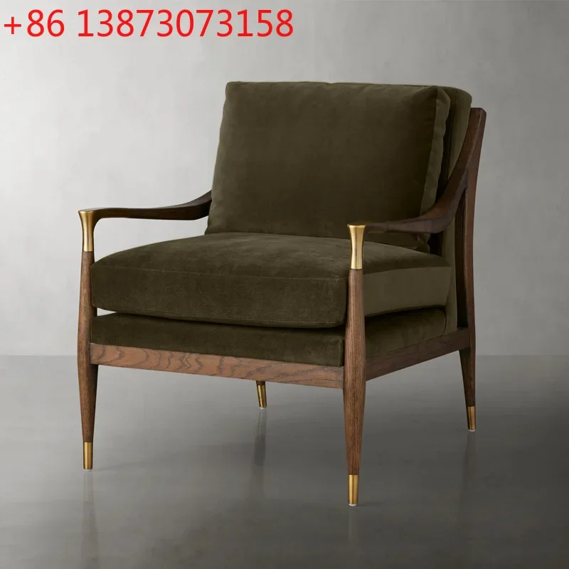 

American light luxury solid wood sofa chair Nordic medieval simple leisure chair Hotel model room sales department negotiation
