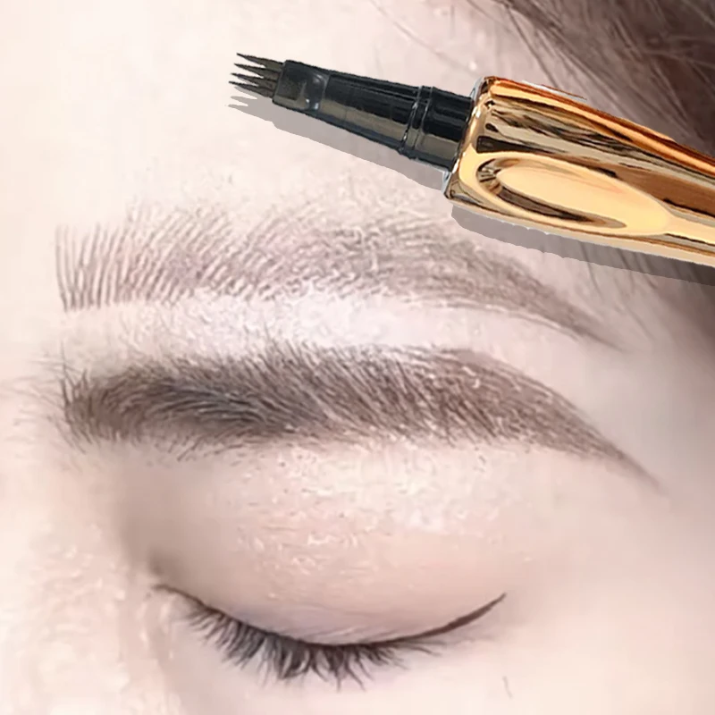 Wild Eyebrow Pen Waterproof 4 Forks Microblading Brows Tattoo Pencil Long Lasting Natural Dark Brown Eyelash Eyeliner Cosmetics