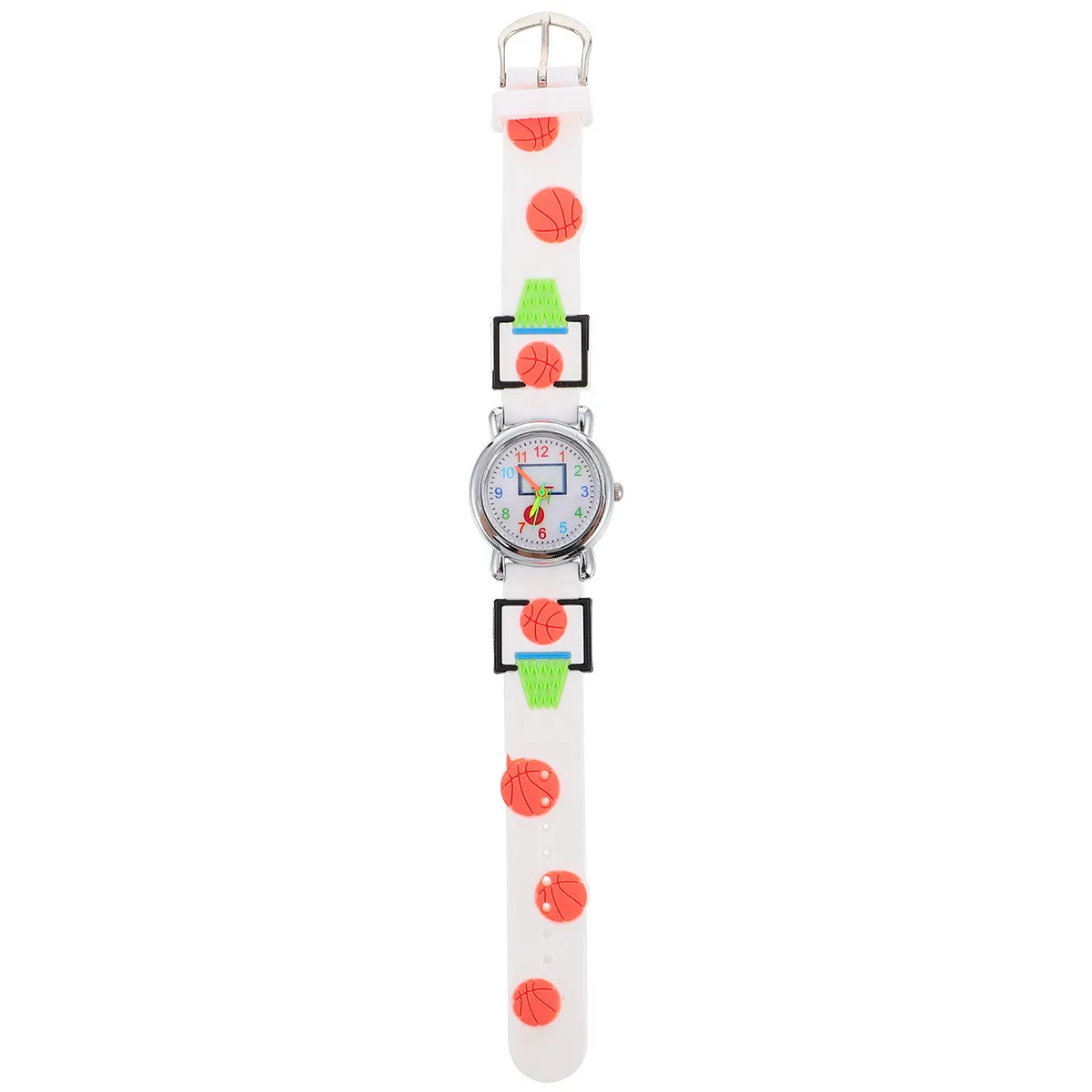Children Watch Basketball Pattern 3D Cartoon Design Waterproof Hand Wash Resistant Soft Time Learning Kids