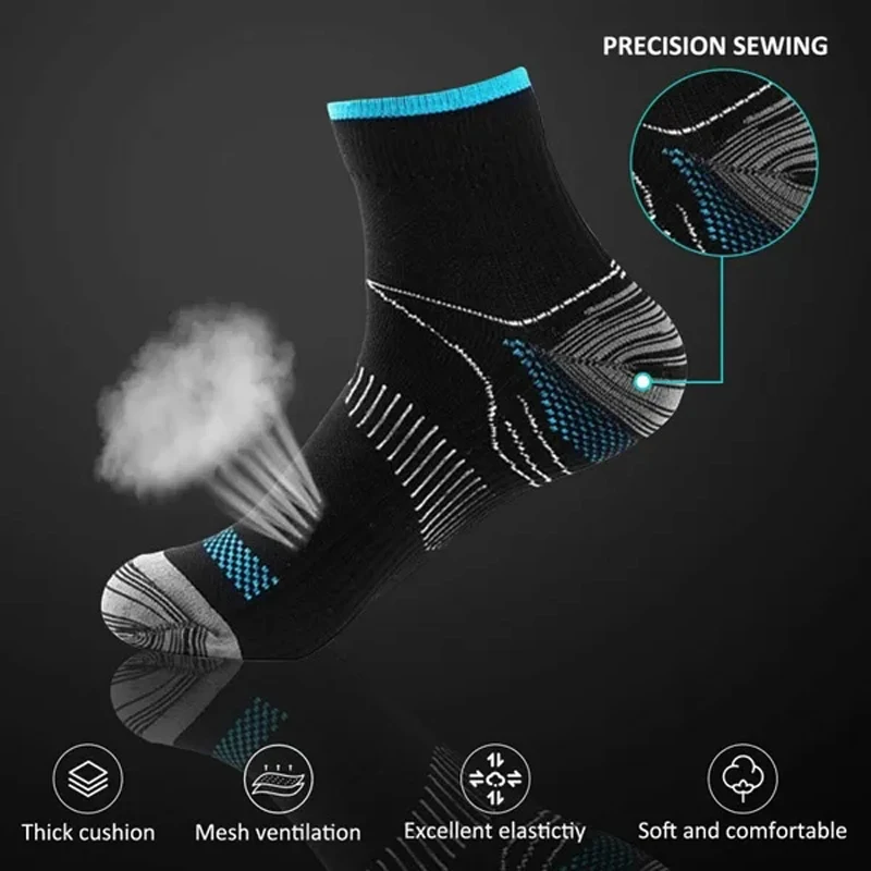 WRELS 1/2/3 Paar Sportsocken, elastische Knöchel-Kompressionssocken für Herren und Damen, niedrig geschnitten, verdickte Ferse, rutschfest, für Radfahren und Laufen – Detail 3