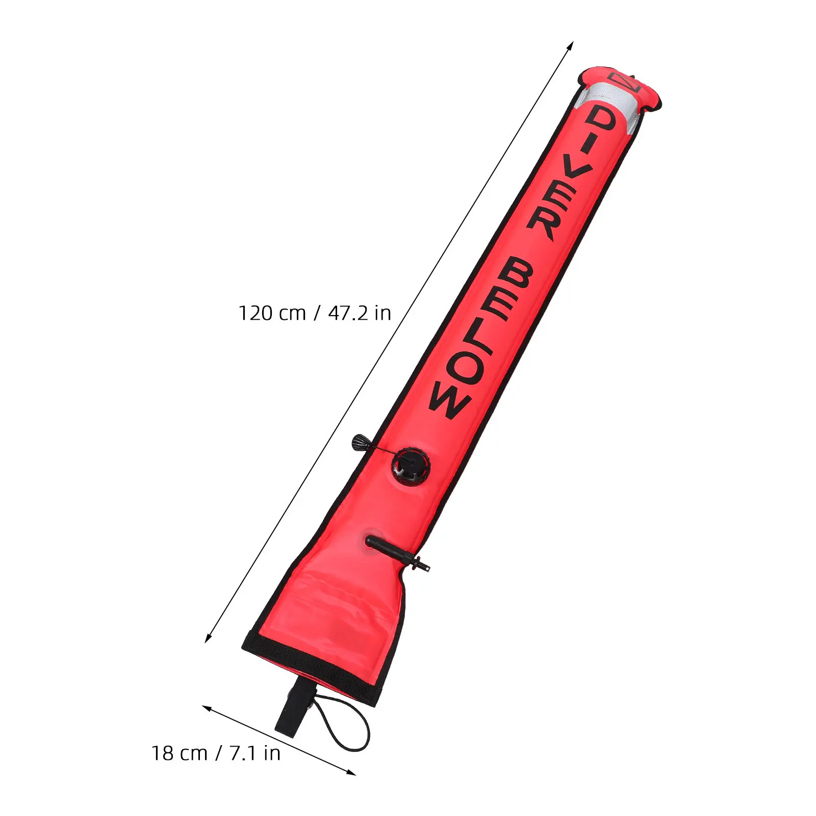Scuba Marker Buoy Reflective Strip Dive Signal Tube High Visibility Surface Marker Buoy Scuba Diving Safety Equipment Portable