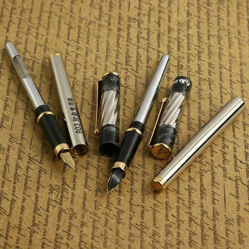 GUANLEMIN 903 Advanced Iridium Fountain Pen Stainless Steel Gold/Silver Blade 0.5F Nib Craftsmanship All Metal School Stationery