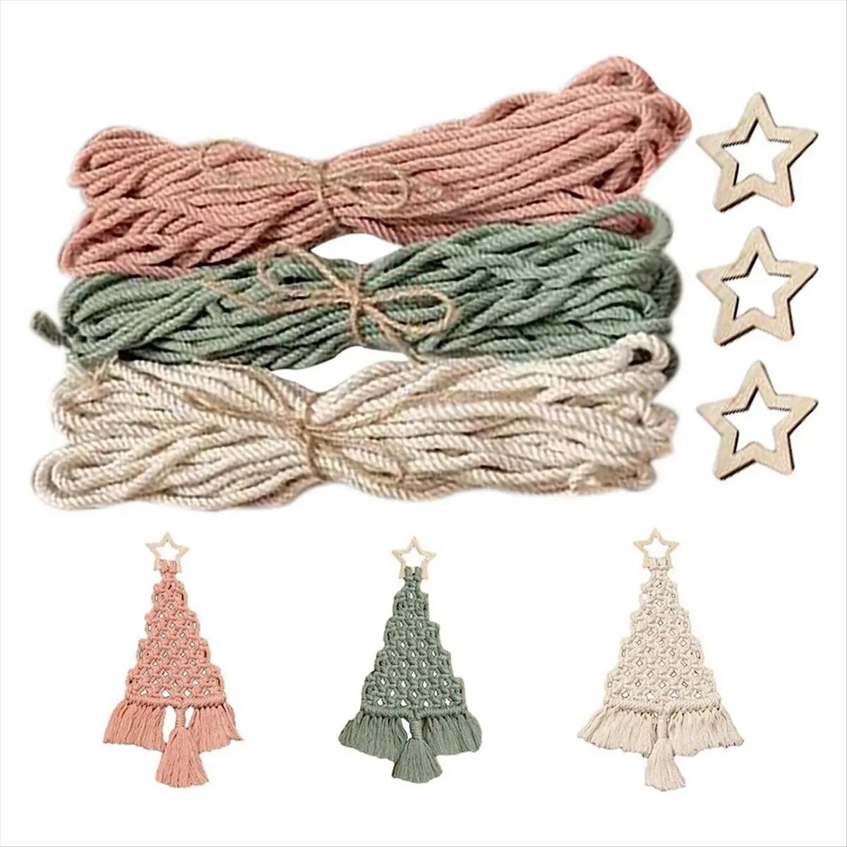 AB52 Macrame Woven Christmas Tree DIY Kit Christmas Craft Gift Kit Very Suitable for Family Friends Perfect Holiday Gifts