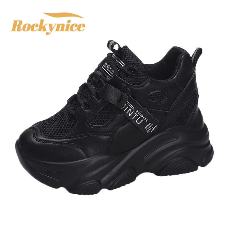 

Women Chunky Mesh Sneakers Platform Female Trainers 9CM Wedges Casual Shoes Designers Autumn Lace Up Breathable Dad Shoes Woman