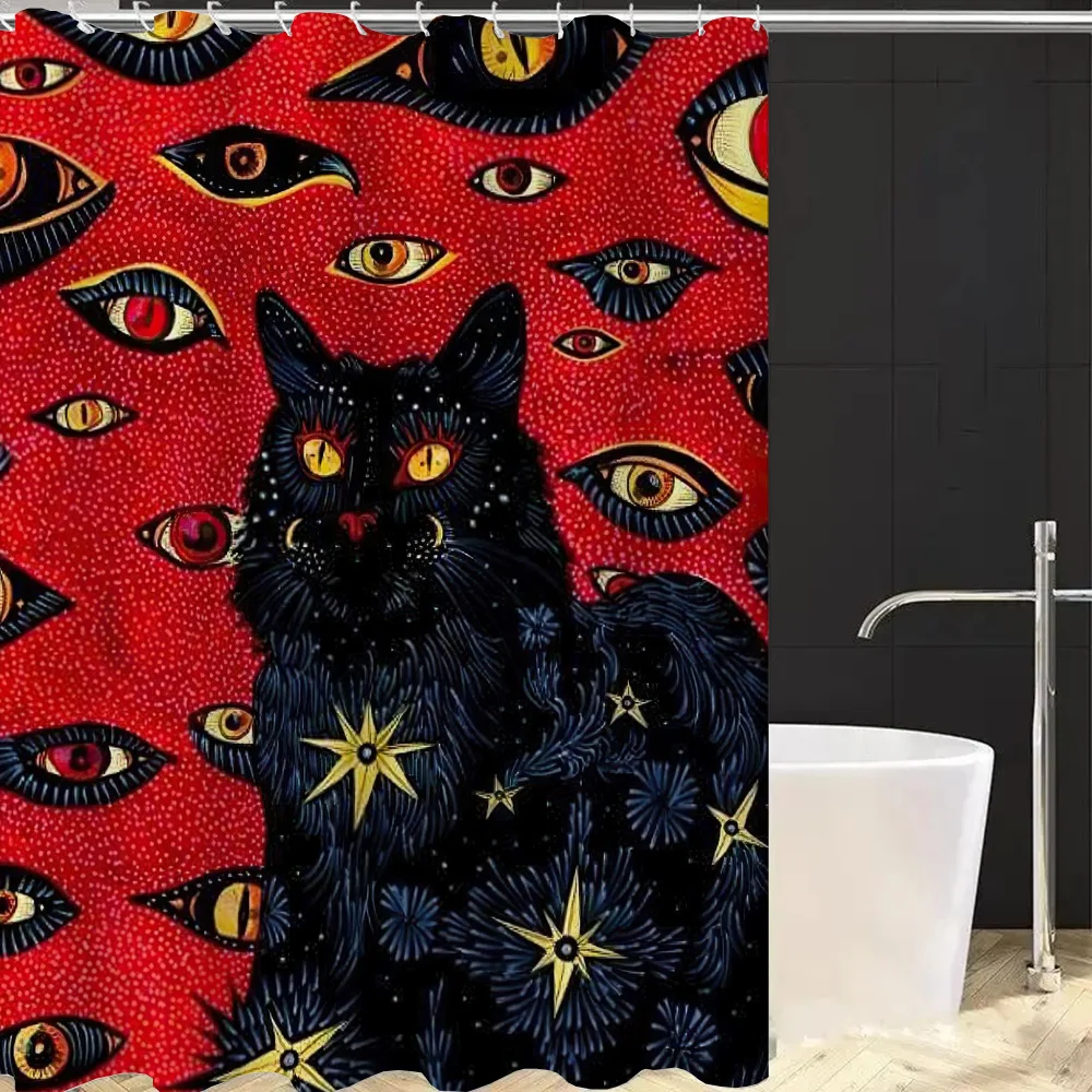 Cat Coven Shower Shower Curtain for Bathroom Opaque Curtains Accessories Bath Bedrooms Waterproof the Home Fabric Shade Products