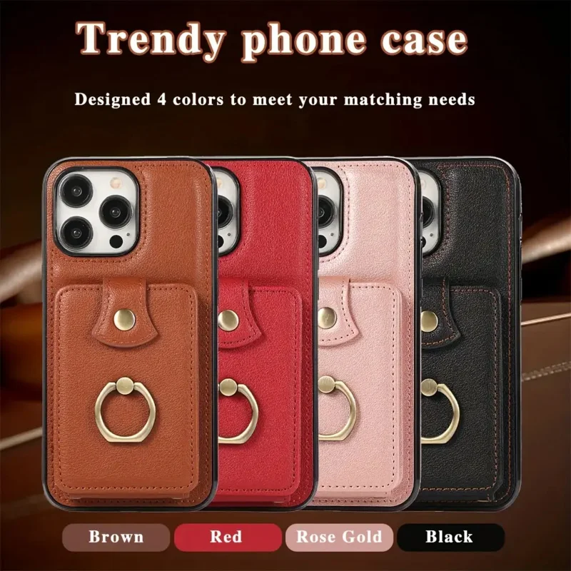 

Чехол-кошелек с ремешком через плечо и подставкой для кольца, противоударный защитный чехол для iPhone 16, 15, 14, 13, 12 Pro Max