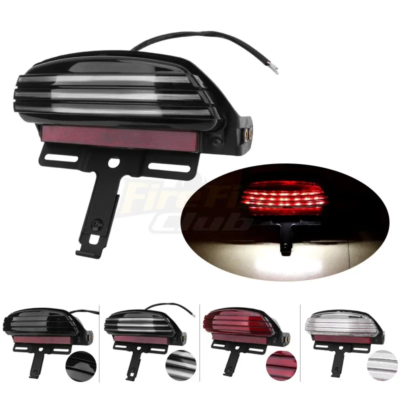 Luci del motociclo Tri-Bar Parafango posteriore Lampada LED rosso Freno Fanale posteriore Staffa di montaggio per Harley Dyna Fat Bob Softail