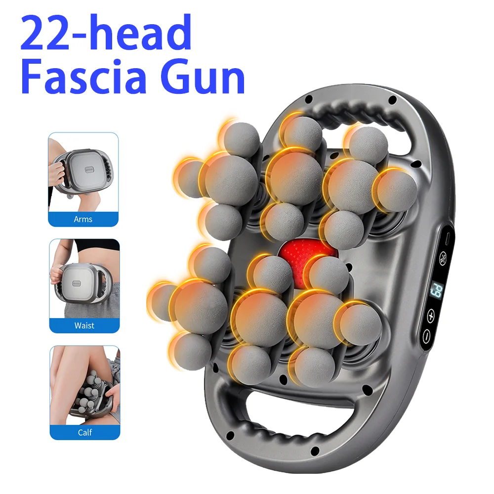 22-head Fascia Gun High Frequency Vibration Body Massage Gun Back Massager Waist Massager Neck Shoulder Thigh Fascia masajeador
