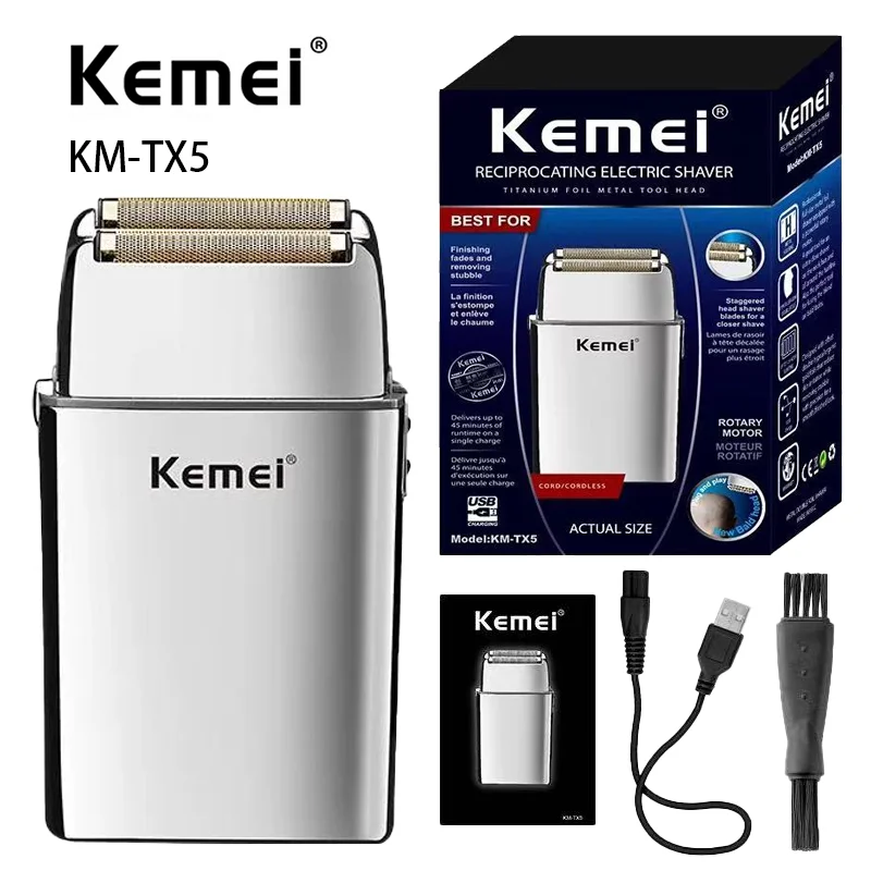 Professional Razor Usb Charging Reciprocating KEMEI km-tx5 Electric Floating Knife Net High Capacity Battery Operated barber