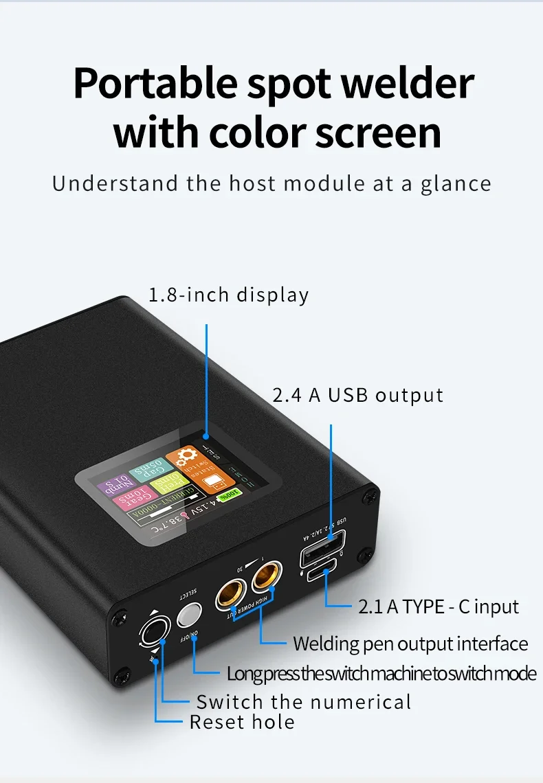 Digital 18650 Battery Spot Welder 0.1-0.25MM Nickel Welding Handheld Machine Digital 18650 Lithium Battery Portable Kit 30 Gear